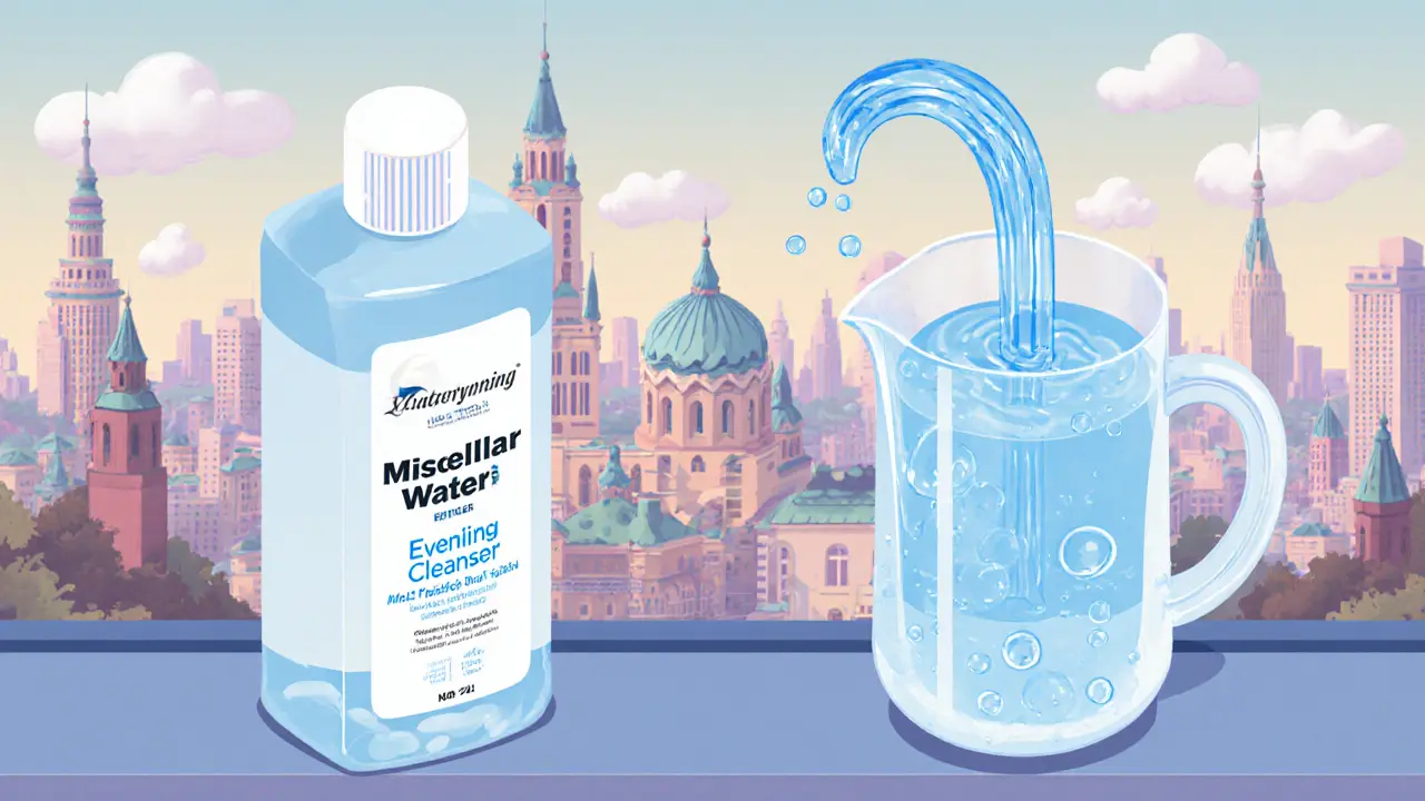 Двухэтапное очищение лица: мицеллярная вода и гель с салициловой кислотой в изометрическом виде.