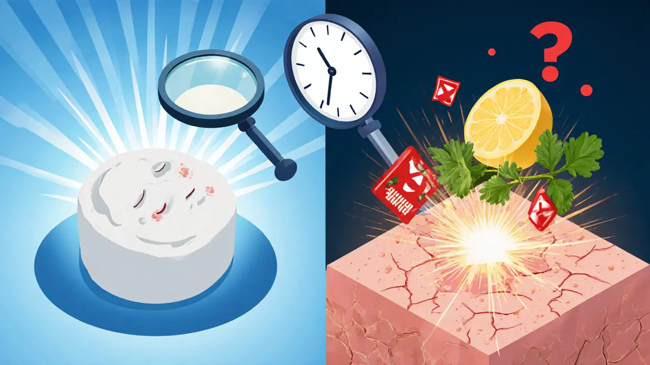 Изометрическая иллюстрация безопасных и опасных домашних средств для осветления кожи.