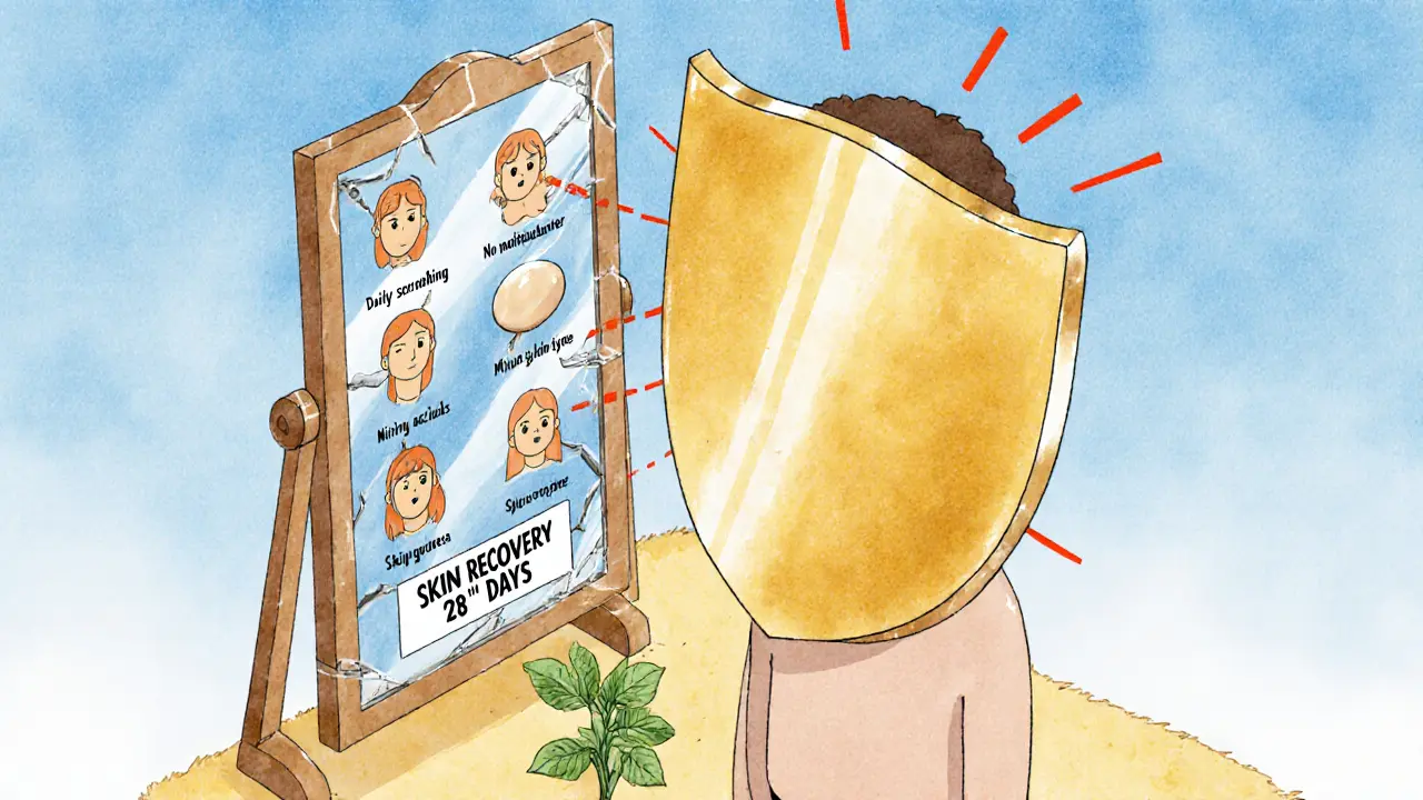 Изометрическая иллюстрация человека под солнцем с защитным SPF-щитом и восстановлением кожи