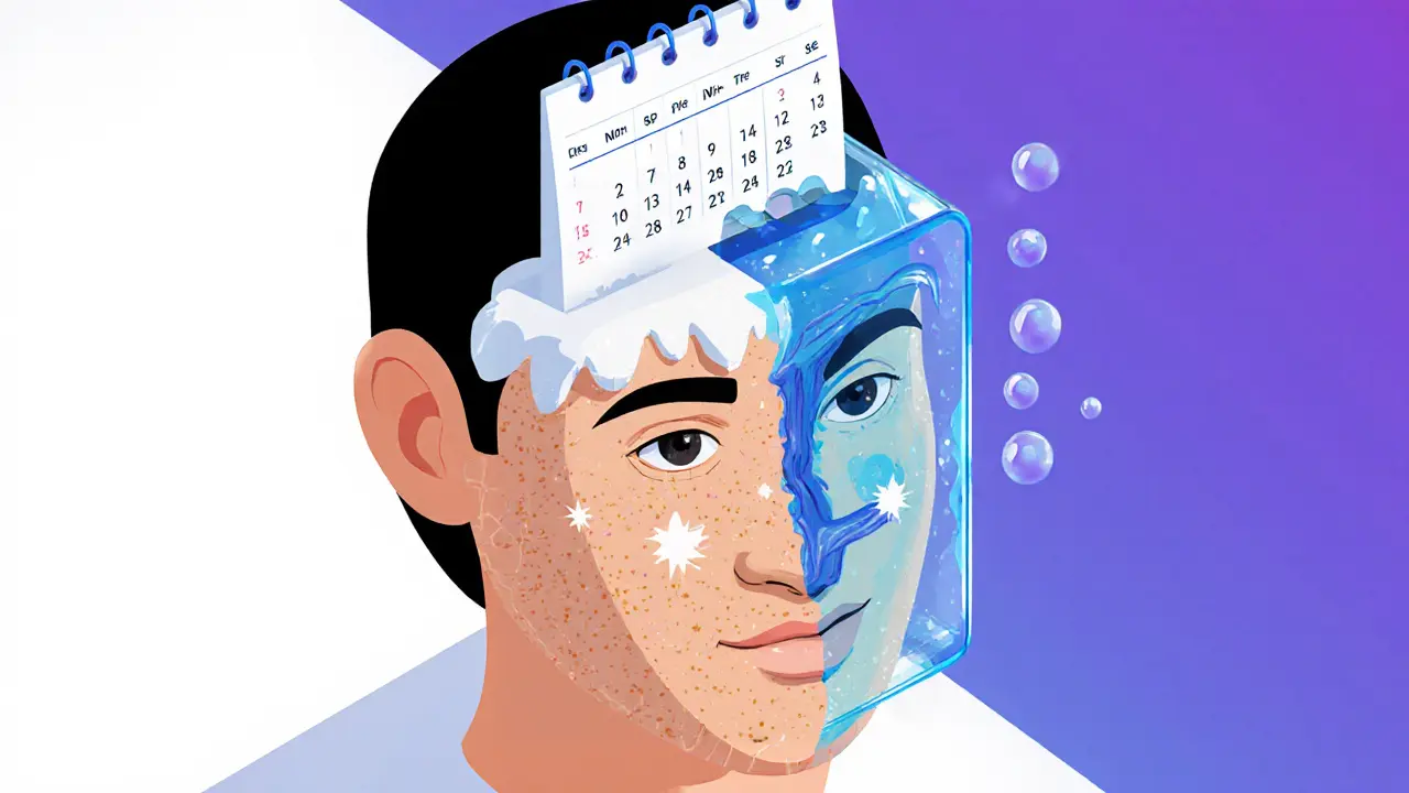 Сезонное изменение кожи: зимой — сухая кожа с кремовым праймером, летом — жирная кожа с гелевым праймером.