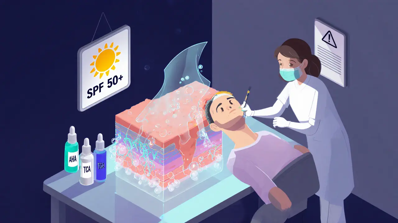 Кабинет косметолога с химическим пилингом и видимым обновлением кожи