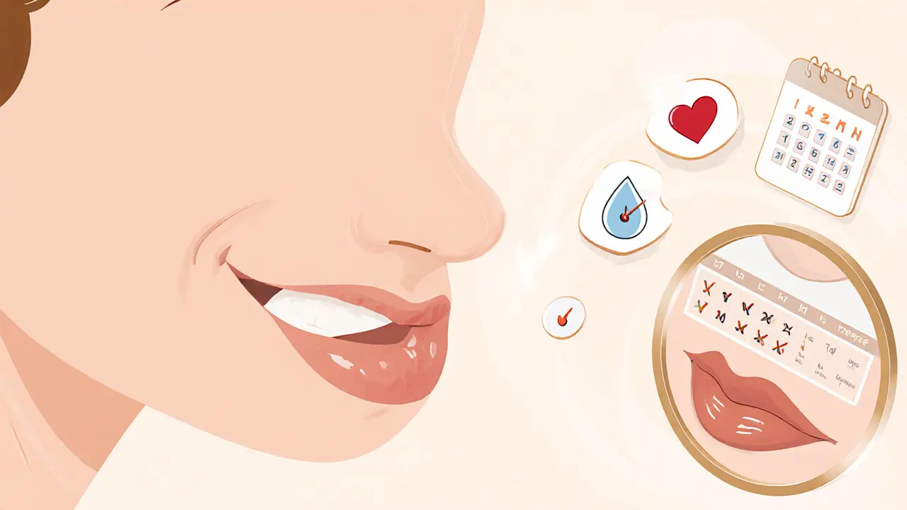 Профиль лица с естественно полными губами после регулярного массажа.