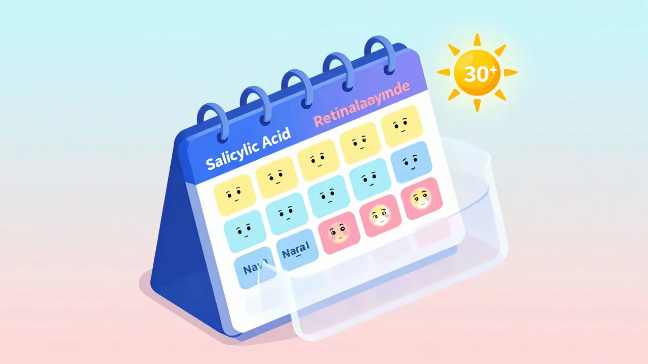 3D-календарь ухода за кожей с чередованием кислот и ретиноидов, защищённый церамидами и SPF.