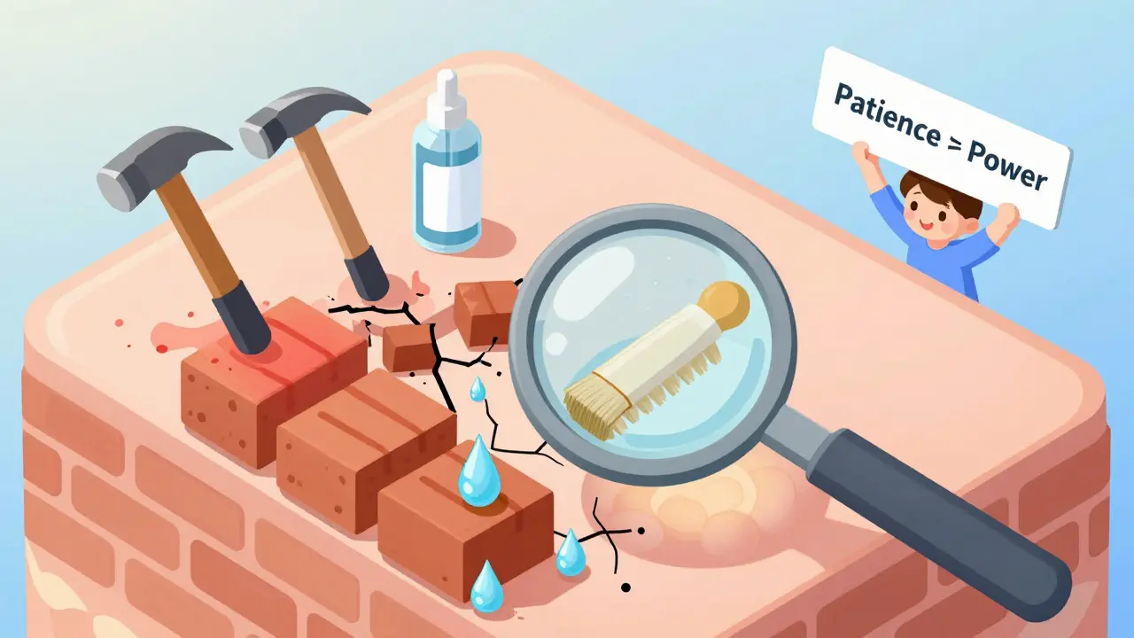 Микроскопический вид кожного барьера: разрушение агрессивными компонентами и восстановление мягкими формулами.