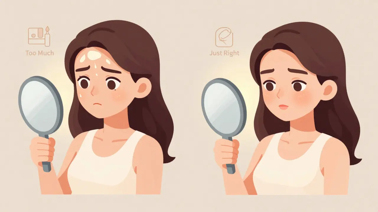 Сравнение: слишком много хайлайтера слева и идеальное сияние справа, иллюстрирует ошибки и правильный подход.