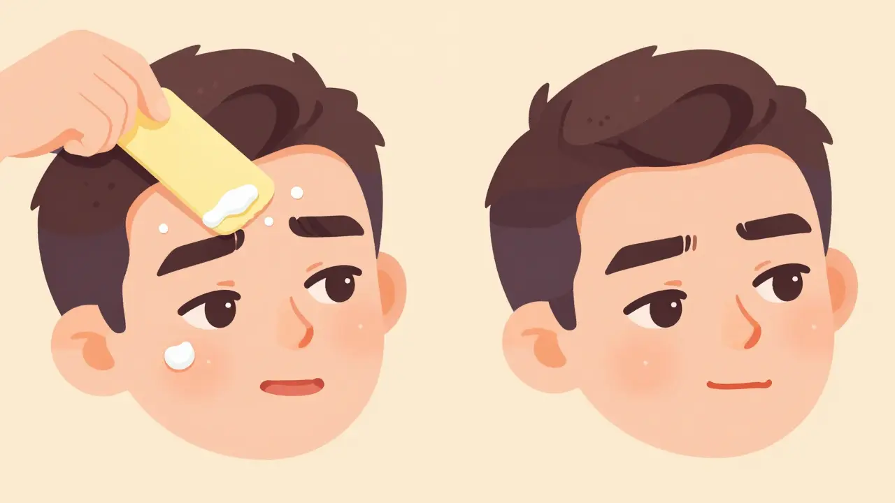 Воск удаляет волоски с брови, показаны результат до и после.