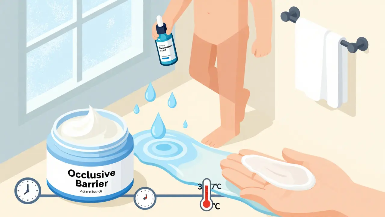 Изометрическая иллюстрация: нанесение увлажняющего крема после душа в ванной.