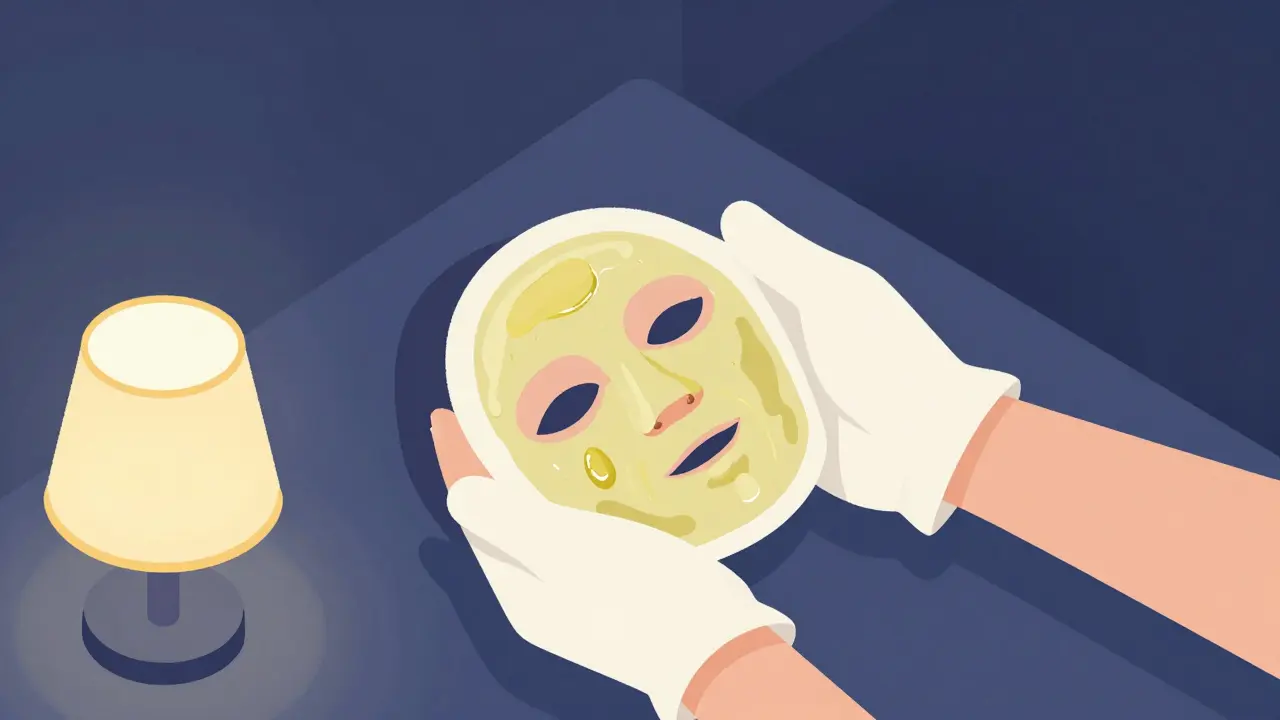 Нанесение масляной маски на ногти с перчатками