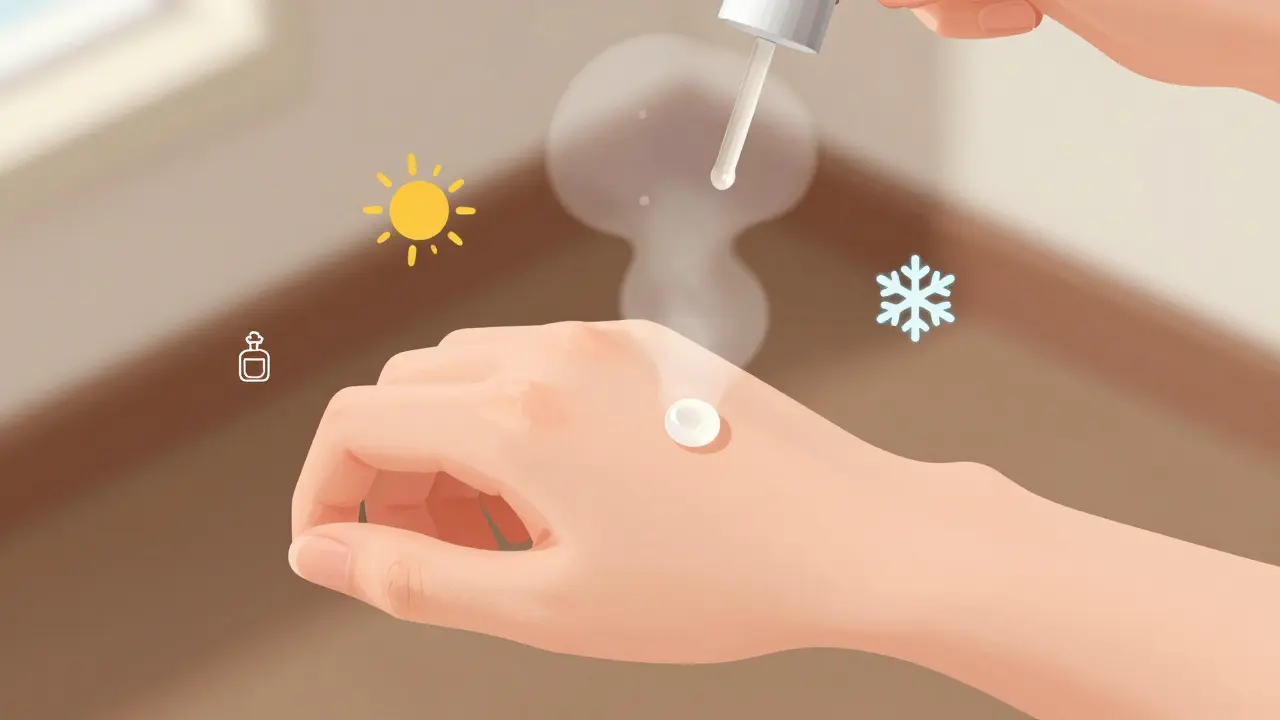 Изометрическая иллюстрация нанесения духов на запястье для теста.