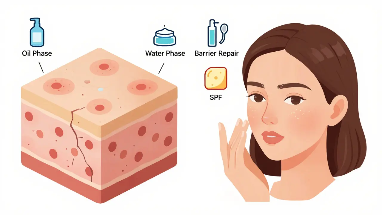 Сравнение здоровой и повреждённой кожи: правильный уход против ошибочного использования одного средства.