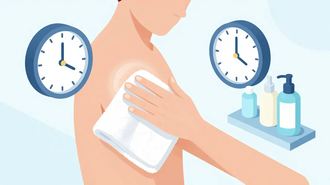 Изометрическая иллюстрация процесса мягкого промакивания кожи полотенцем