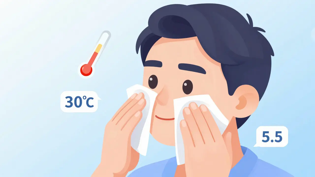 Изометрическое изображение правильного промакивания лица бумажным полотенцем