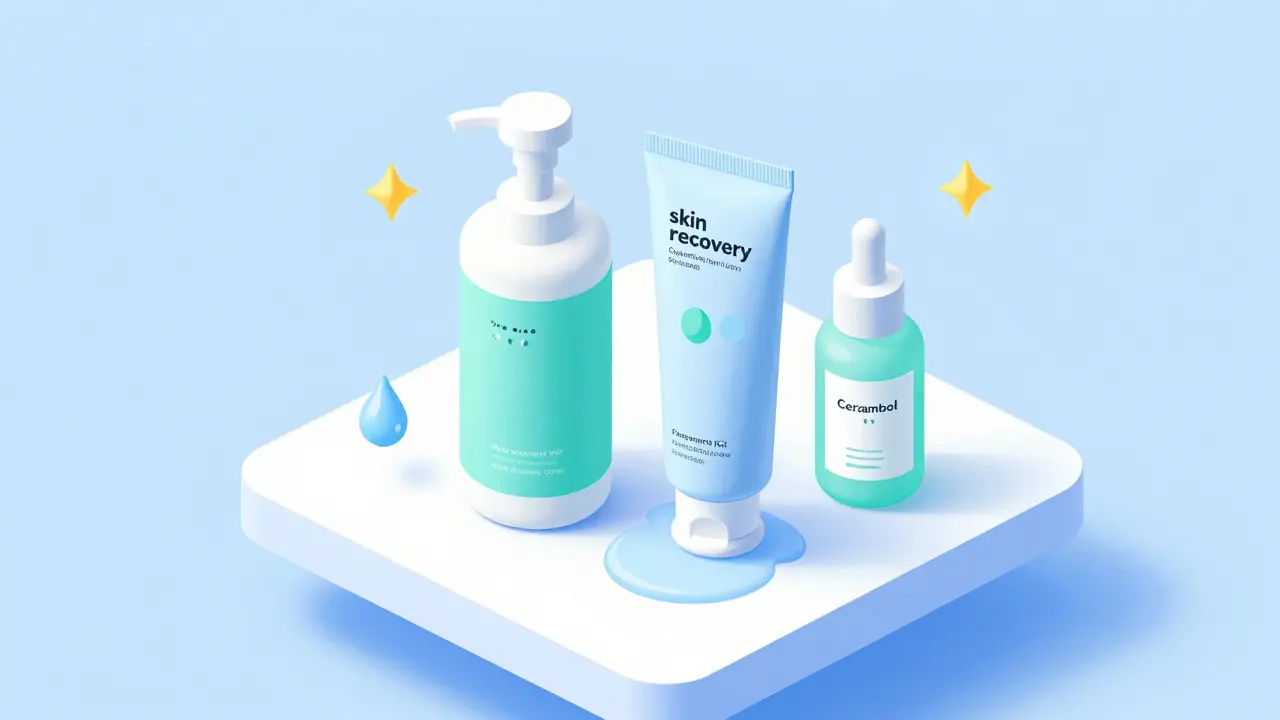 Набор восстанавливающих средств для кожи: пенка, пантенол и церамиды
