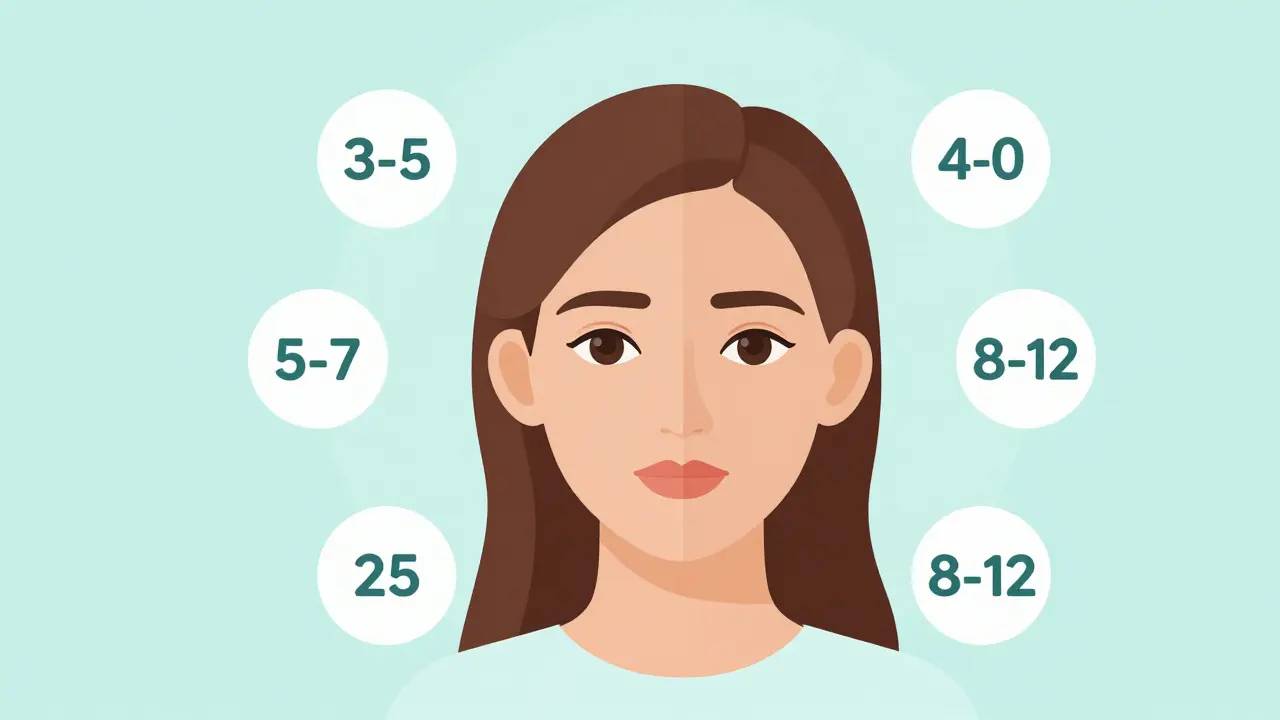 Схема количества сеансов RF-лифтинга для разных возрастных групп