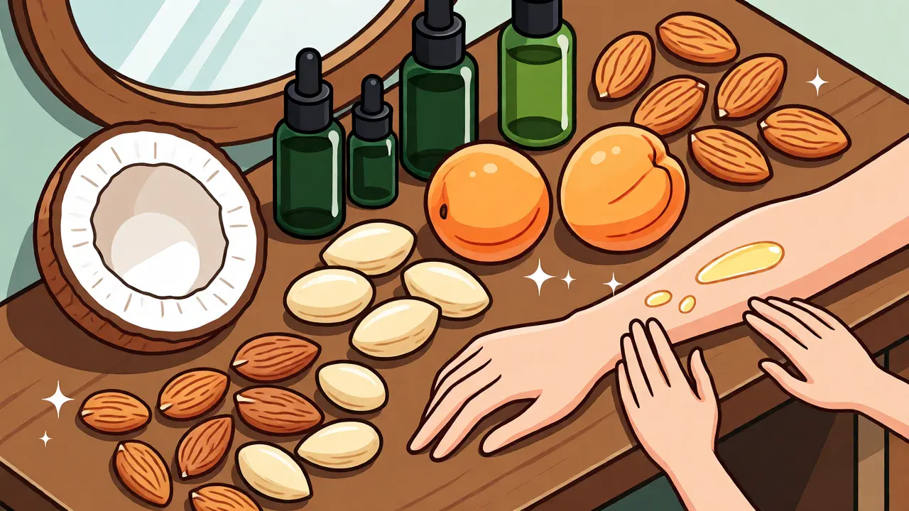 Изометрическая композиция с натуральными маслами и фруктами